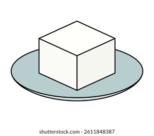 Tofu on plate icon. Vector.