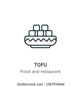 Tofu outline vector icon. Thin line black tofu icon, flat vector simple element illustration from editable food and restaurant concept isolated on white background