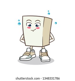 tofu shy mascot vector cartoon illustration