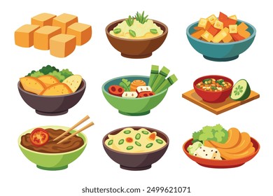 Tofu Stir Fry Color Art Illustration Bright Beautiful Dynamic Visual Appeal