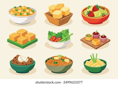 Tofu Stir Fry Color Art Illustration Bright Vibrant Creative Contemporary Illustrations
