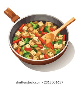 Tofu stir fry vector illustration isolated