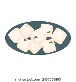 Tofu, and traditional Japanese food illustration