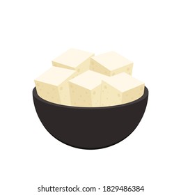 Vector de tofu. Tofu en la taza. fondo de pantalla. espacio libre para texto.