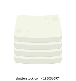 Tofu Vektor. freier Platz für Text. Tapete. Tofu auf weißem Hintergrund.
