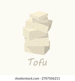 Ilustración vectorial de tofu sobre fondo blanco
