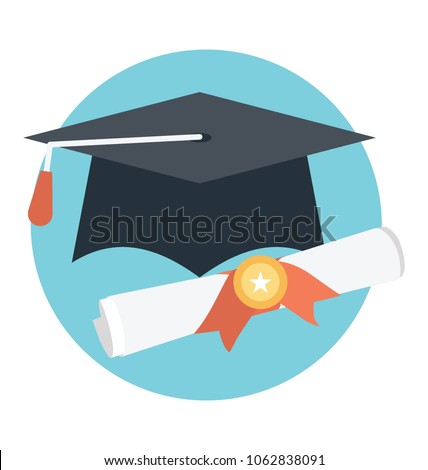 Toga Cap Graduation Certificate Flat Icon Stock Vector (Royalty Free ...