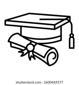 toga hat and certificate icon
