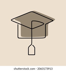 Toga hat education oneline continuous line art