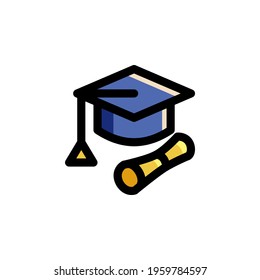 Toga Hat Education Outline Icon Vector Illustration
