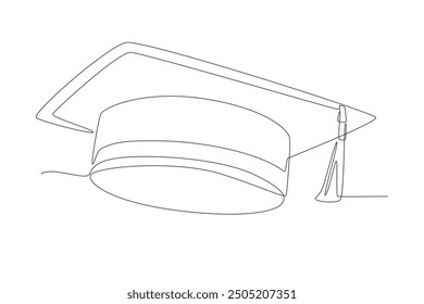 Toga hat. Graduation hats concept one-line drawing