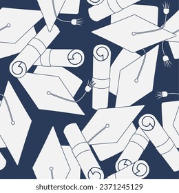 Toga hat line art seamless pattern. Suitable for backgrounds, wallpapers, fabrics, textiles, wrapping papers, printed materials, and many more.