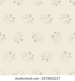 Toga hat line art seamless pattern. Suitable for backgrounds, wallpapers, fabrics, textiles, wrapping papers, printed materials, and many more.