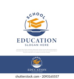 Toga Hut Logo Design Initialen C und nach oben Pfeil.Illustration, Symbol, Bildungs-Symbol Design, Universität, Schule, Kreis