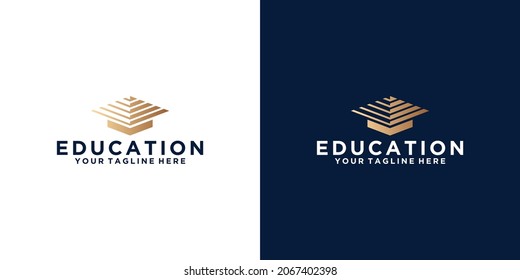 toga hat logo design with stripes and business card