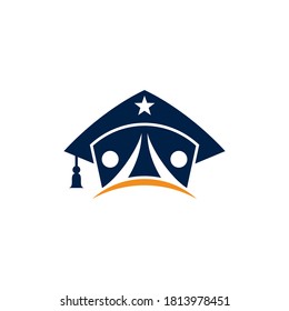 Toga hat logo with people and star logo concept. Education school university logo template