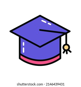 Toga hat for school graduation. Graduation object vector icon