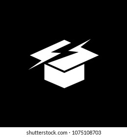 Toga Hat With Thunder In Negative Space Style, Logo Template Ready For Use, Education Logo Concept