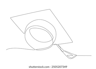 Toga hat when thrown. Graduation hats concept one-line drawing