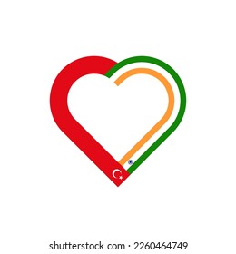 togehter concept. heart ribbon icon of turkish and indian flags. vector illustration isolated on white background