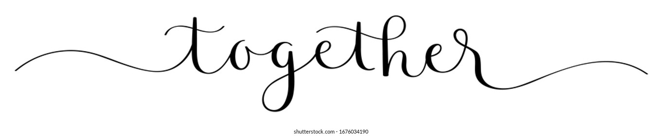 TOGETHER black vector brush calligraphy banner with swashes