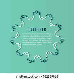 Together concept. Business people icon handshake with gear shape in light bulb as a social community group symbol or business concept the same goal working for a common cause with  team partnership.