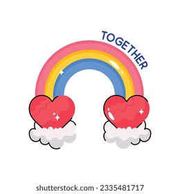 Together doodle vector outline icon. EPS 10 file