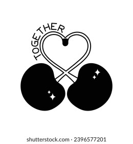 Together doodle vector outline Sticker. EPS 10 file