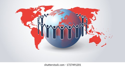 Together It's Easier - Join Forces Against the Coronavirus Impact on All Around the World, Work to Restore the Global Economy - Design Concept with Men
