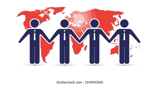 Together It's Easier - Join Forces Against the War in Ukraine and Its  Impact in All Around the World, Stop The War, Unite and Work to Restore the Global Economy - Design Concept with Businessmen