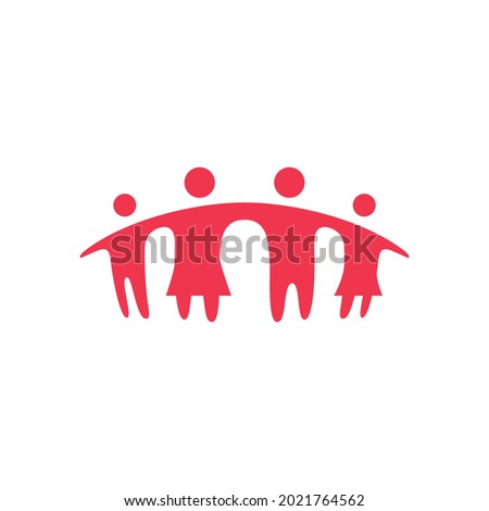 together family parent and children bridge logo vector icon illustration