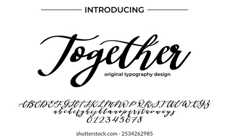 Together Font Stylish brush painted an uppercase vector letters, alphabet, typeface