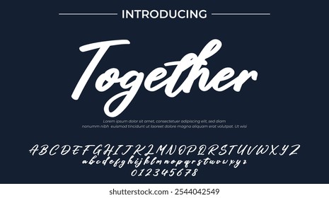 Together Font Stylish brush painted an uppercase vector letters, alphabet, typeface