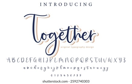Together Font Stylish brush painted an uppercase vector letters, alphabet, typeface