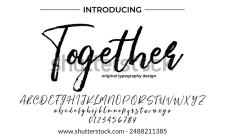 Together Font Stylish brush painted an uppercase vector letters, alphabet, typeface