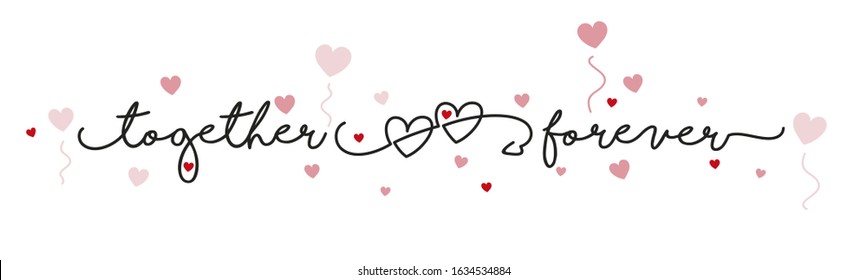 Together Forever Handwritten Typography Lettering Happy Stock Vector ...