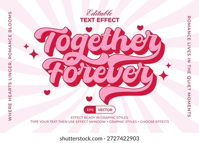 Gemeinsam für immer Texteffekt rosa Valentinstag Stil Thema. Editierbarer Texteffekt Romance Retro.