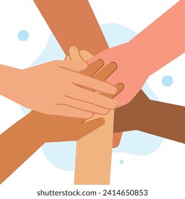 together hand support gesture in flat illustration