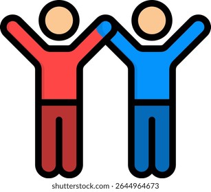 Together Icon Lineal Color Vector Illustration