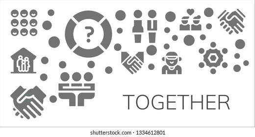 together icon set. 11 filled together icons.  Simple modern icons about  - Friends, Help, Family, Handshake, Shake hands, Boyfriend, Partners, Meeting, Couple, Team