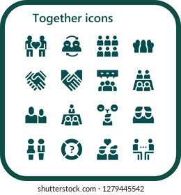  together icon set. 16 filled together icons. Simple modern icons about  - Couple, Friends, Team, Shake hands, Handshake, Teamwork, Meeting, Partners, Help