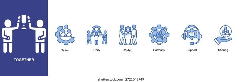  Together icon set with 7 icon titles collection

