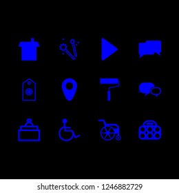 together icon set about roller, tag, tagged and engagement ring vector set