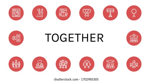 together icon set. Collection of Children, Couple, Meeting, Lesbian, Home team, Third gender, Team icons