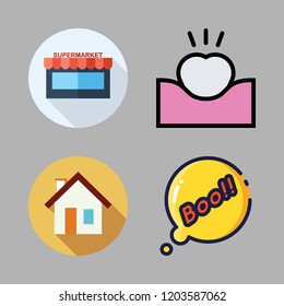 together icon set. vector set about house, supermarkets, tooth and boo icons set.