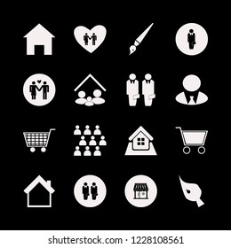 together icon. together vector icons set shop, workshop, businessman and brush