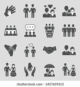 Together Icons. Sticker Design. Vector Illustration.