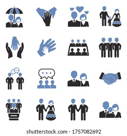Juntos Iconos. Diseño Plano De Dos Tonos. Ilustración vectorial.
