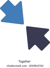 Together or Merge or Direction Icon Concept