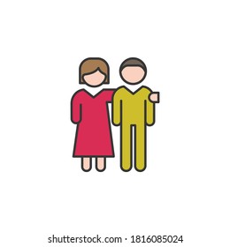 icono de esquema conjunto. Icono de los elementos de la línea de amistad. Los carteles, símbolos y vectores se pueden utilizar para web, logotipo, aplicación móvil, interfaz de usuario, UX en fondo blanco